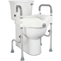 Angol Shiold Raised Toilet Seat, Elevated Toilet Seat Riser with Handles Height Adjustable Legs for Elongated Standard Toilets 300 lbs Heavy