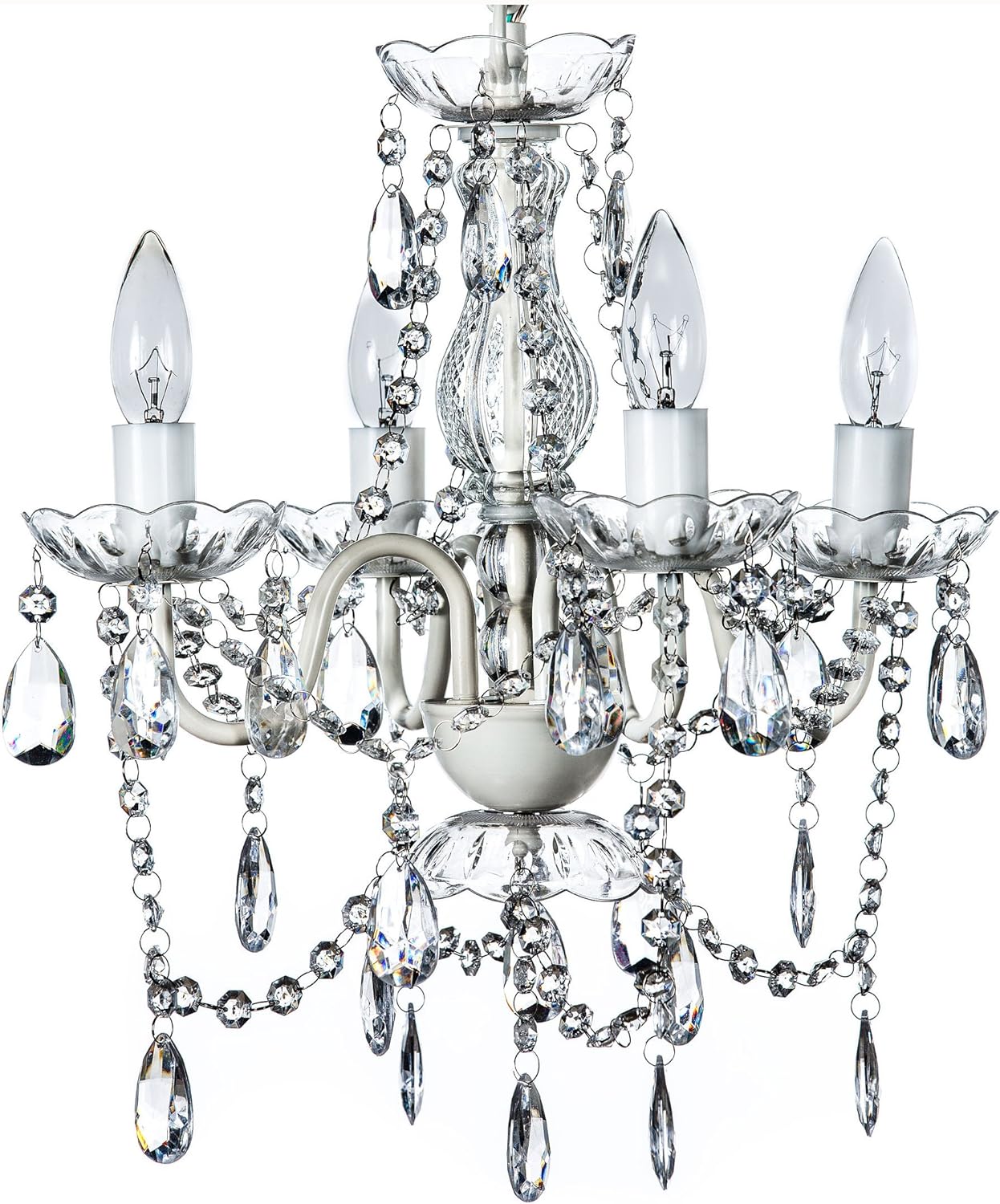 Gypsy Color The Original  4 Light Crystal White Hardwire Flush Mount Chandelier H17.5&#226;&#128;&#157;xW15&#226;&#128;