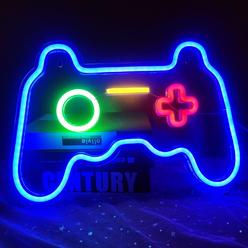 Ajoyferris Game Neon Signs 16''x 11'' Gamer Neon signs Neon Lights Signs Blue Neon Gaming Sign Led Sign for Bedroom Gamepad Neon Lights De