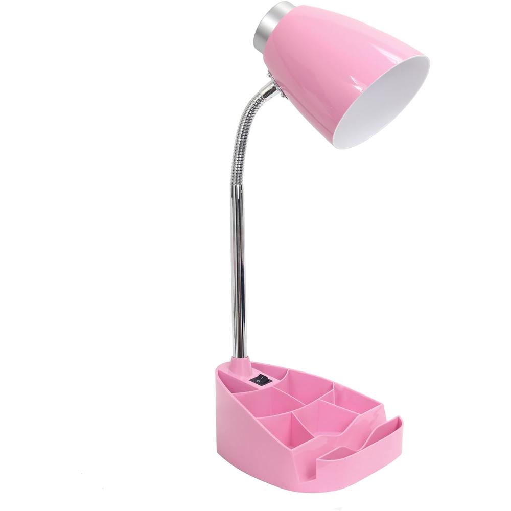Limelights LD1002-PNK Gooseneck Organizer iPad Stand or Book Holder Desk Lamp, Pink