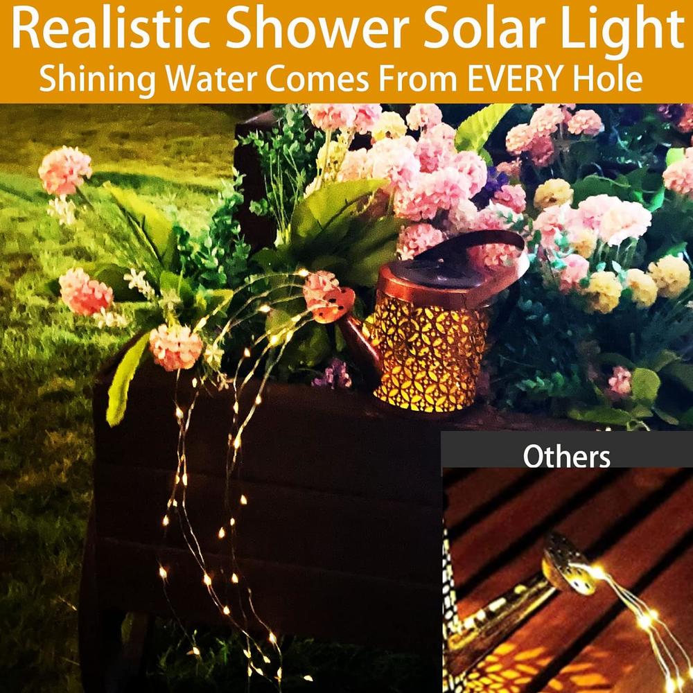 Merrytech Solar Lanterns Outdoor Waterproof,Metal Watering Can Sun Lamp Led Garden Decor Outside,Hanging Solar Lights,Outdoor Patio Decor