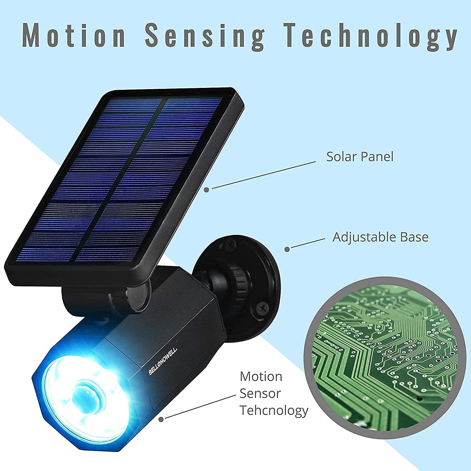 Bell+howell Bionic Spotlight Deluxe  Solar Lights Outdoor with Motion Sensor 50% Brighter 8 LED Bulbs LED Lights Waterproof Landscape Spotl