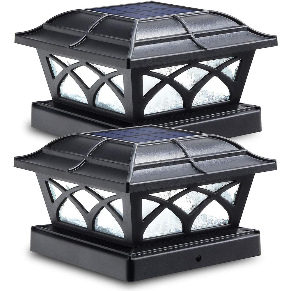 Siedinlar Solar Post Cap Lights Outdoor Glass 2 Modes 8 LEDs for 4x4 5x5 6x6 Posts Deck Fence Patio Decoration Warm White/Cool