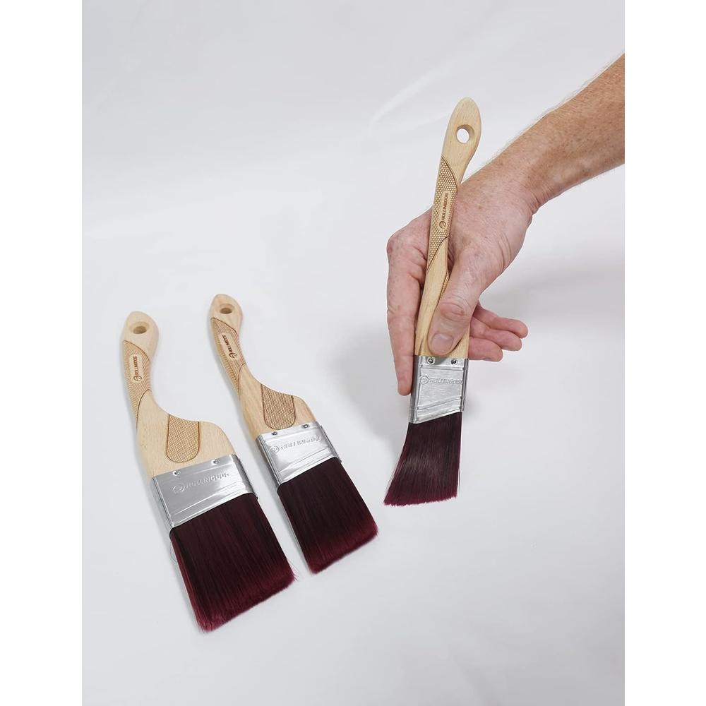 Rollingdog Angled Paint Brush Set with Ergonomic Wood Handle for Wall,  Furniture, Trim, Cutting in Painting,3PC(1.5,2,2.5
