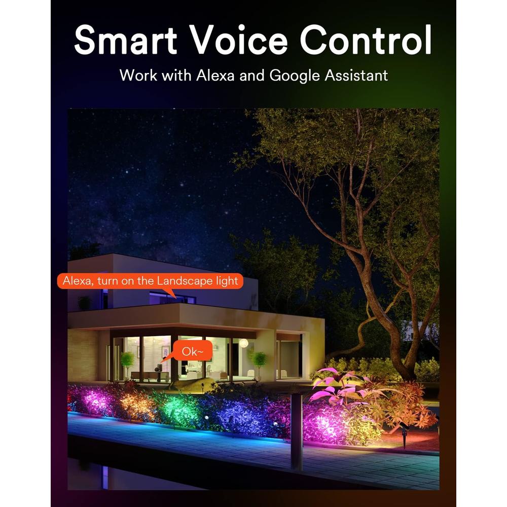 Lumary 56Ft Smart Landscape Lights Waterproof, RGBAI Color Changing Landscape Spotlight WiFi APP/Voice Control, Low Voltage Landscape