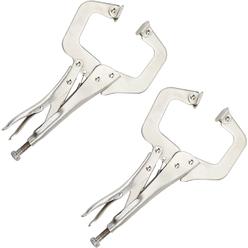 Luckyweld Metal Face Clamps,Heavy Duty Locking C-Clamp 2Pack With Swivel Pad for DIY Woodworking, Welding,Pocket Hole Joinery