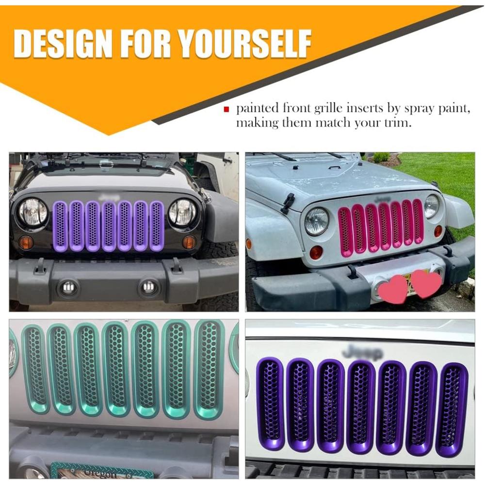 Samman Front Grille Grill Mesh Inserts Black JK Front Grill Mesh Inserts  Honeycomb Grille Inserts in