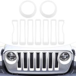 laikou 9PCs Upgrade Front Grille Insert Grill Cover and Headlight Lamp Cover Trim Exterior Accessories fit for Jeep Wrangler JL JLU Sp