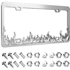 Valor Premium Durable Shine Chrome Car License Plate Frames, Applicable to Standard US License Plate Cover, 4 Holes Rust-Proof Weathe