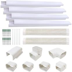 TAKTOPEAK 4 inch 17 Ft PVC Decorative Pipe Line Cover Kit for Ductless Mini Split Air Conditioner-Full Set, No Other Parts Needed, White