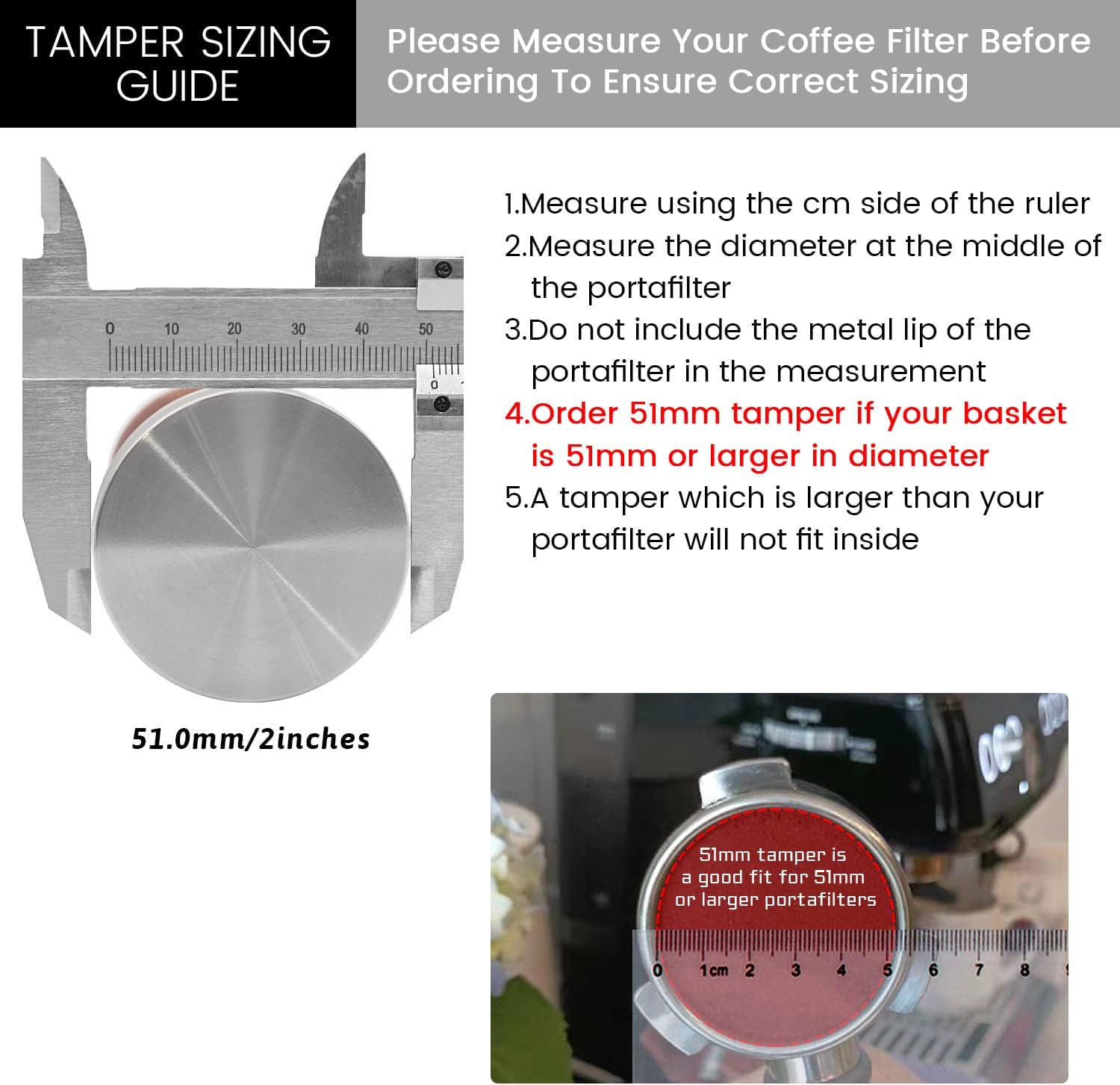 Ezebesta 51mm Coffee Tamper Set Barista Kit for Portafilter Machine Wood Espresso Tamper with Tamper Mat, Frothing Pitcher (350 ml), Bar