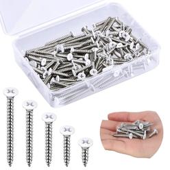 Generic 100 Pcs 5 Size #8 White Screws White Head Screws White Coated Screws Covers Head Wood Screws Wall Plate Screws Stainless Steel
