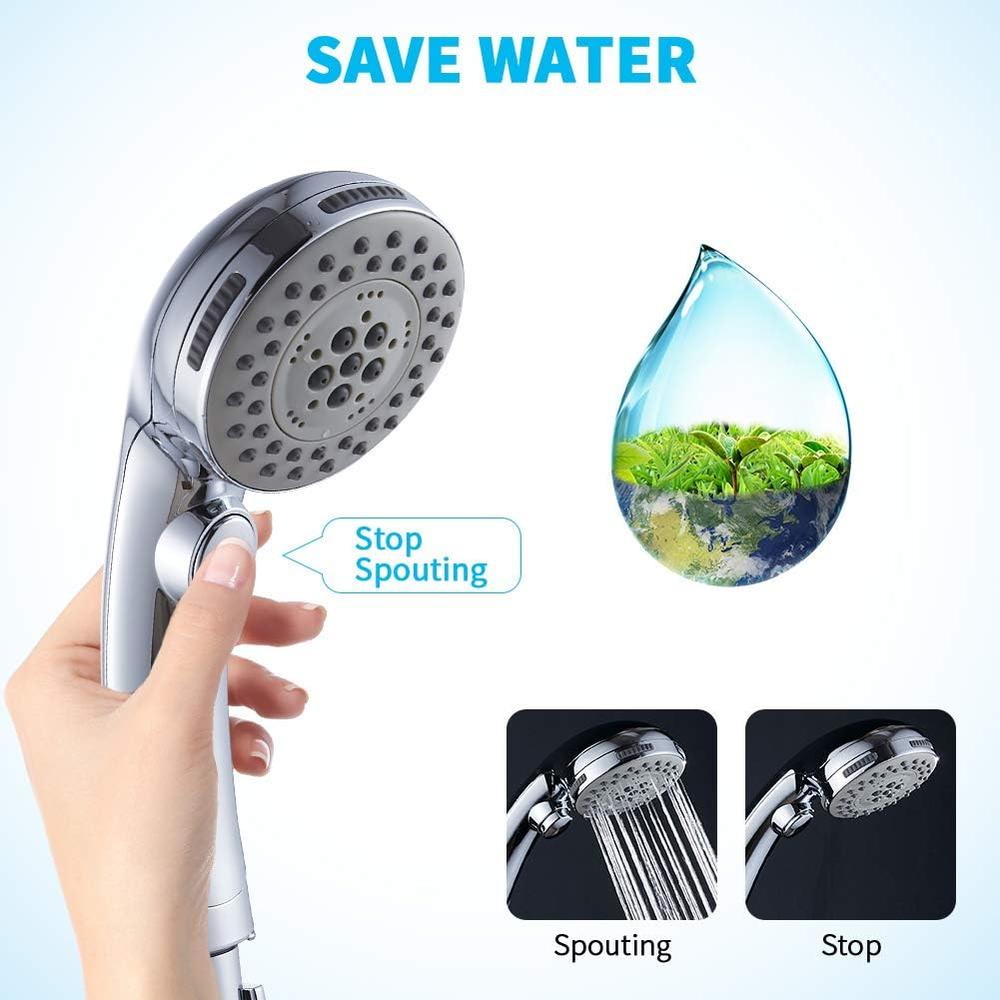 DOILIESE High Pressure 6 Setting Shower Head Hand-Held with ON/OFF Switch and Spa Spray Mode - Hand Held Shower Head with Handheld Spray