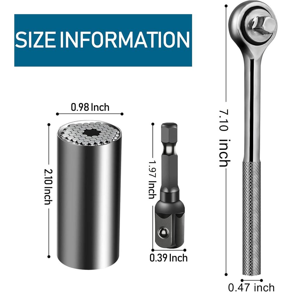 MUYDZ Super Universal Socket Wrench Tools Grip Multi Function Ratchet Wrench Power Drill Bit Adapter 1/4"-3/4" (7mm-19mm) 5
