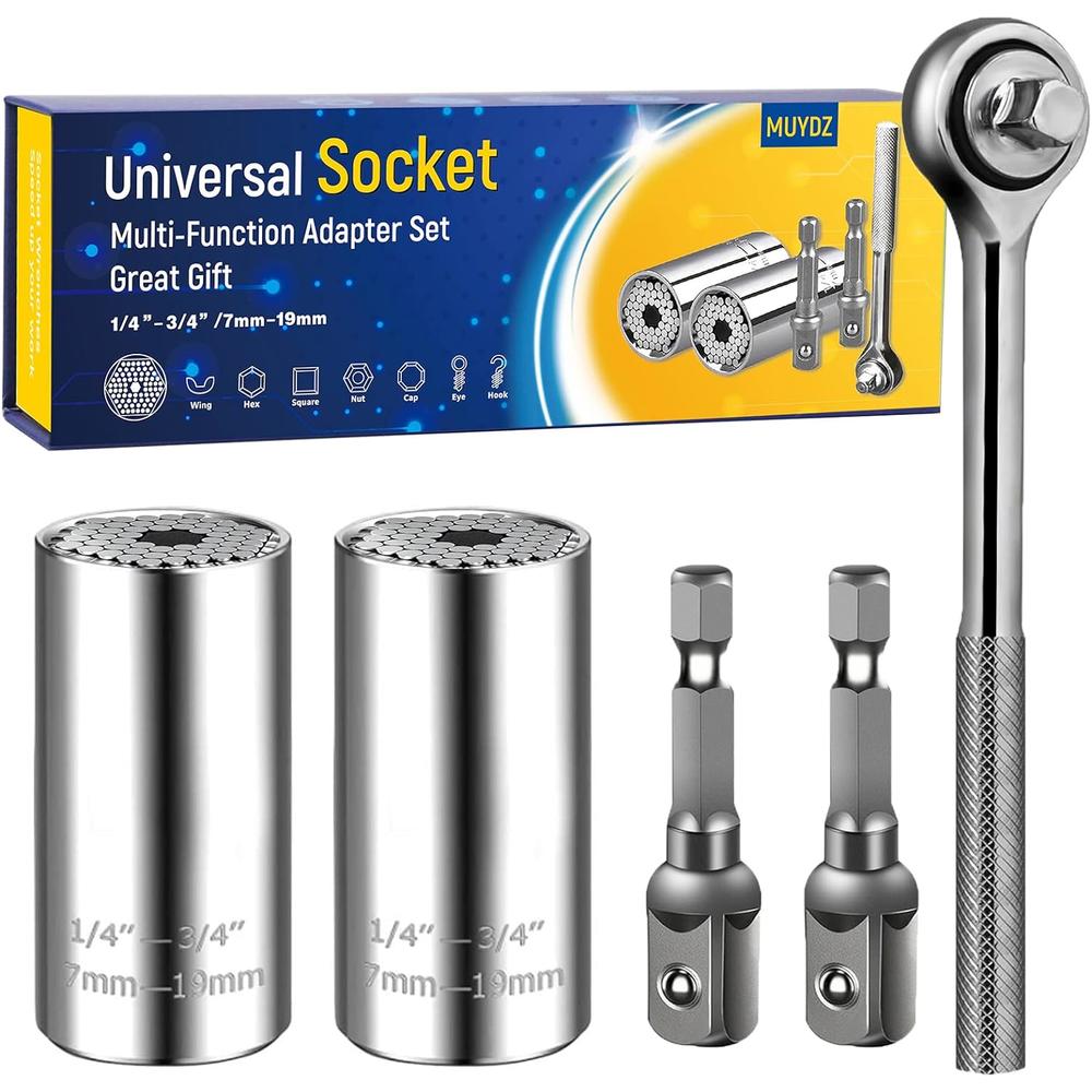 MUYDZ Super Universal Socket Wrench Tools Grip Multi Function Ratchet Wrench Power Drill Bit Adapter 1/4"-3/4" (7mm-19mm) 5
