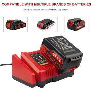 Dongguan Tenway Power Co., LTD Super Fast 20V Charger for Black+decker Tools 20V Max Lithium Battery Charger, (BDCAC202B)