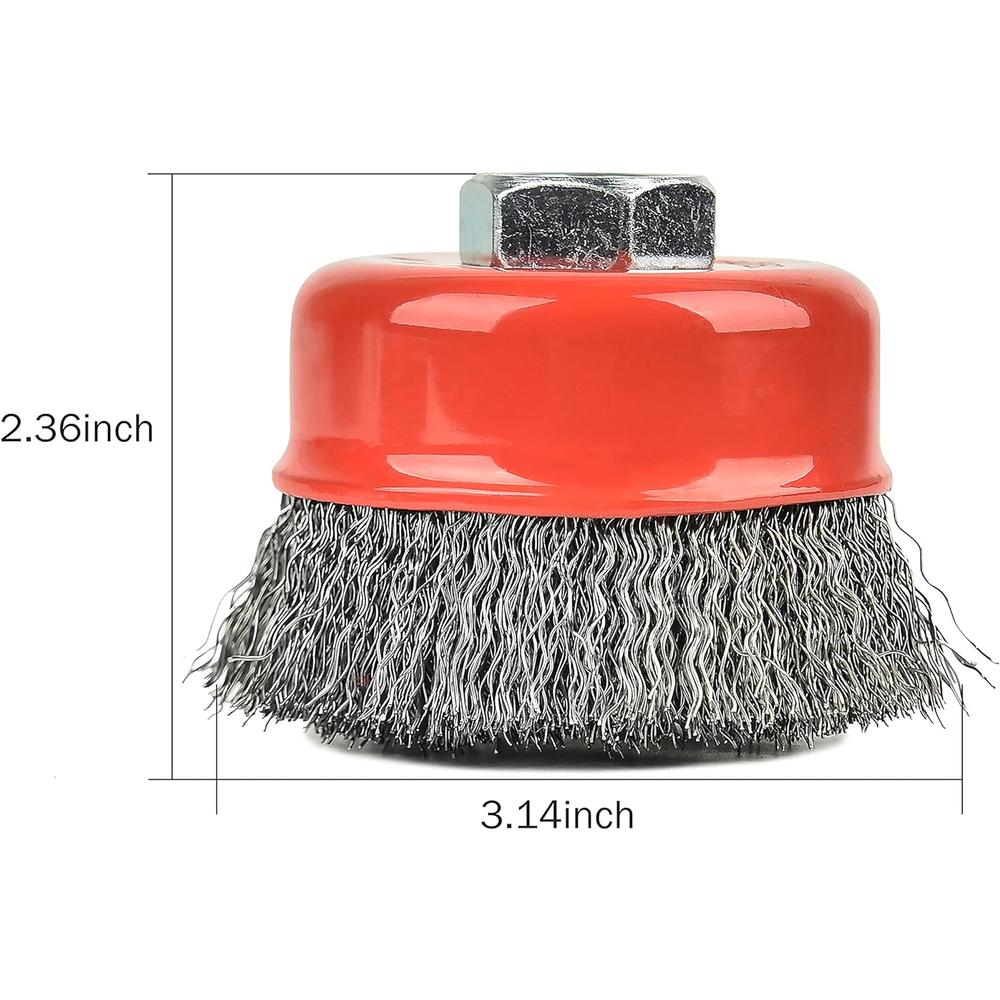 Aain Â® 4 Pack Wire Cup Brush For Grinders, 3 Inch Crimped Wire Wheel Brush  with 5/8-Inch-11 UNC