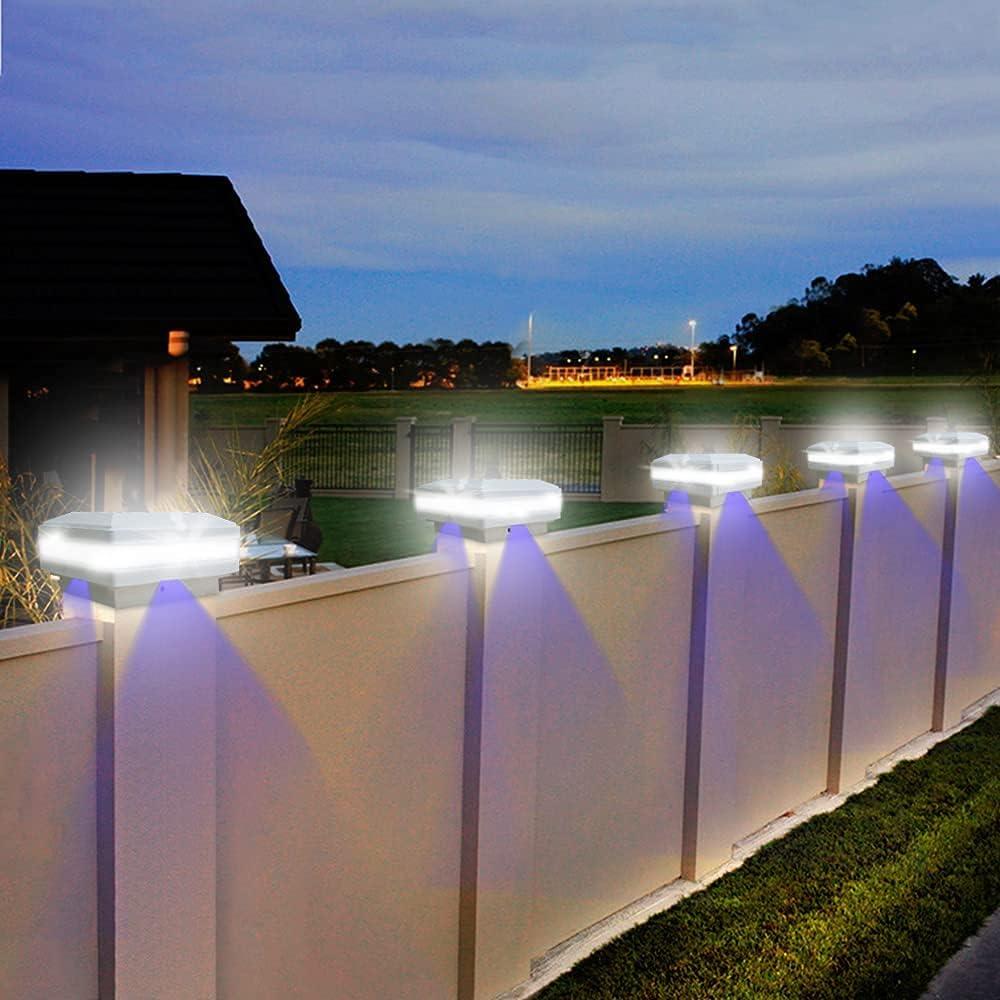 FVTLED Solar Post Lights Outdoor,  Flexfit Solar Powered LED Fence Deck Post Cap Light for 3.5x3.5 4x4 5x5 6x6 Wooden Posts, Waterproo