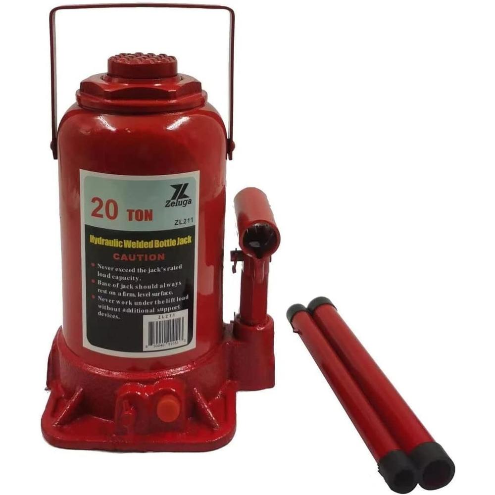 Zeluga ZL211 20 Ton 40,000 Lbs Capacity Hydraulic Welded Bottle Jack, Red
