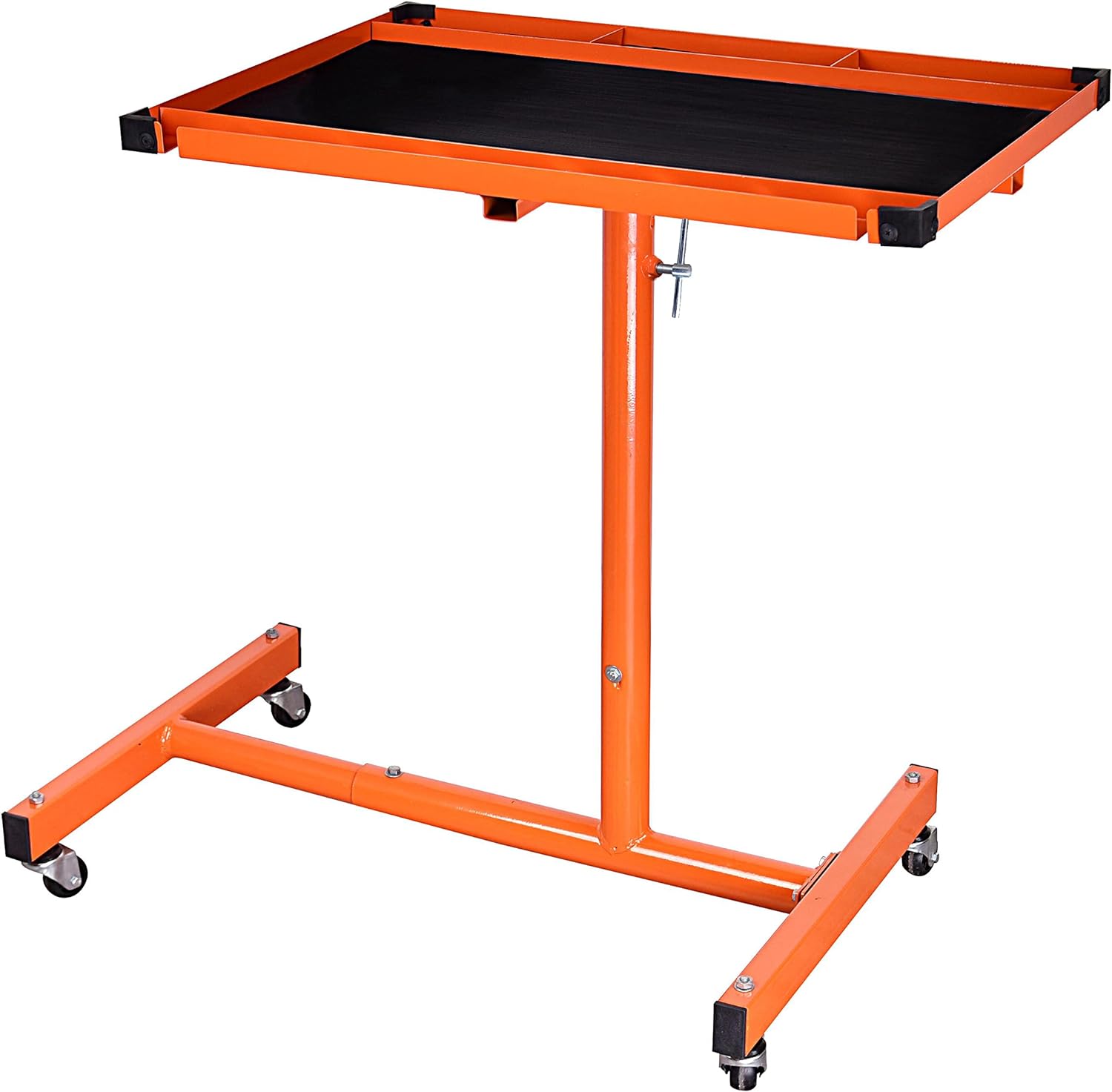 Aain &#194;® L018A Heavy-Duty Adjustable Work Table with Wheels, Mechanic Tray,Mobile Rolling Tool Table, Orange