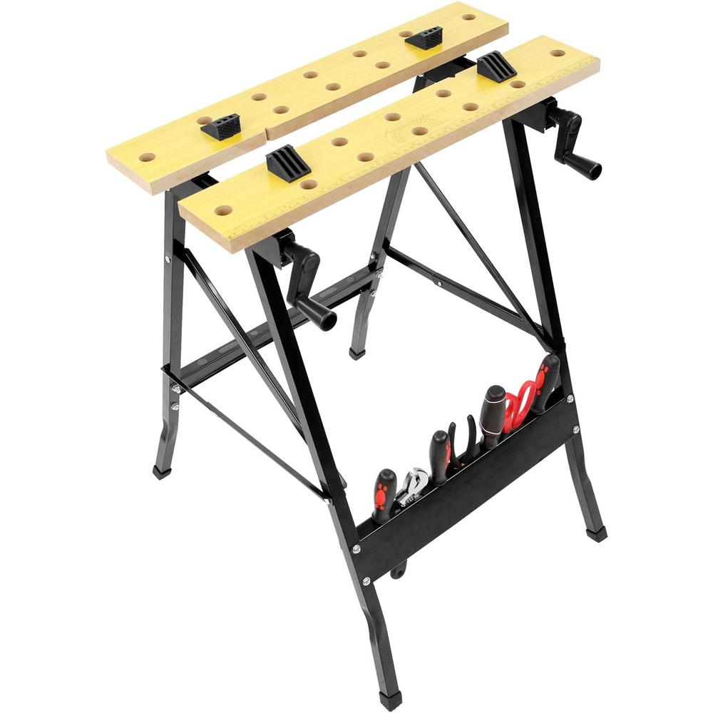 Work-It! Portable Workbench, Folding Carpenter Saw Table with Adjustable Clamps - Easy to Transport with Heavy-Duty Steel Frame, 150 Lbs