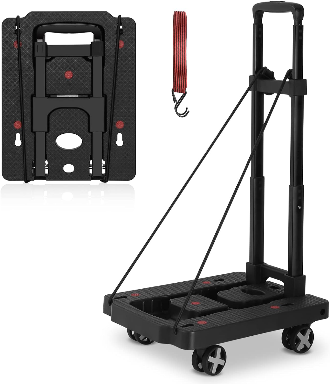 Insdawn Folding Hand Truck Dolly Cart with Wheels Foldable Luggage Cart for Moving 500 LB Collapsible Dolly Heavy Duty, Portable with A