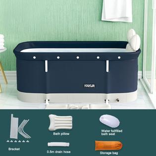 W WEYLAN TEC 47 inch Foldable Bath Tub Wide Bathtub with Bath
