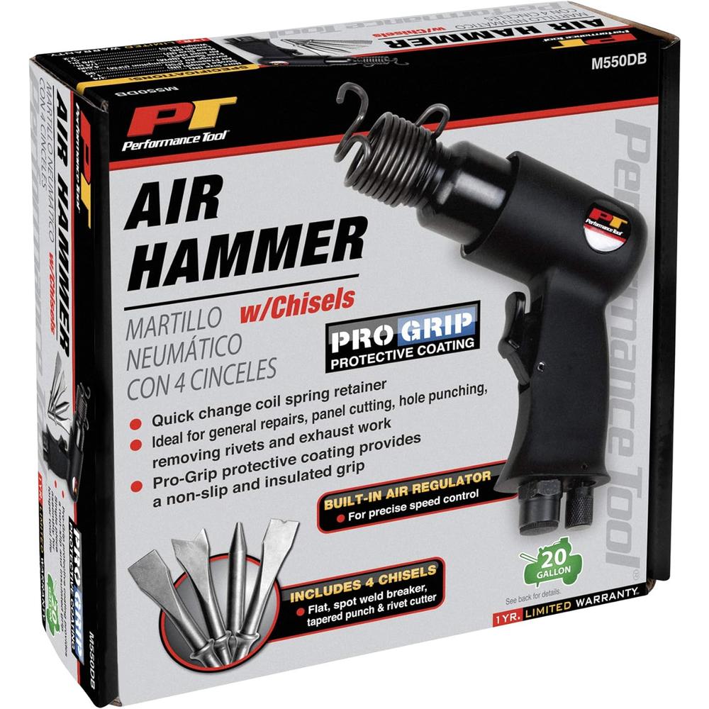 Performance Tool M550DB Air Hammer With 4 Chisels