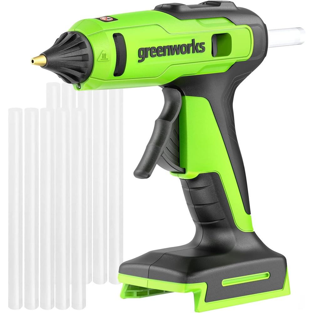 Greenworks 24V Cordless Glue Gun Tool Only, 90 Sec. Fast Heating ,LED light, Drip-free nozzle, Auto off for DIY, Arts, Crafts, Home Decora