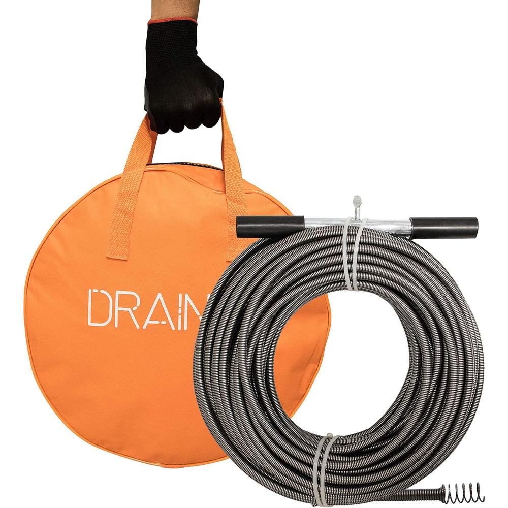 Drainx Easy Twist Drain Auger | Flexible Plumbing Cables for Cleaning Drainage Clogs Includes Storage Bag and Protective Gloves