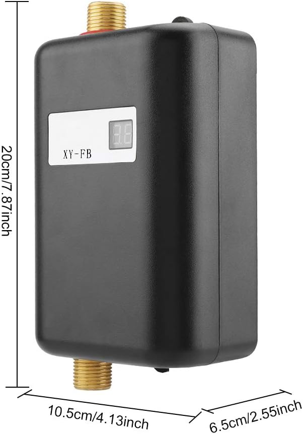 Krisy Hot Water Heater,110V 3000W Mini Electric Tankless Instant Hot Water Heater Bathroom Kitchen Washing (US Plug)(Black)