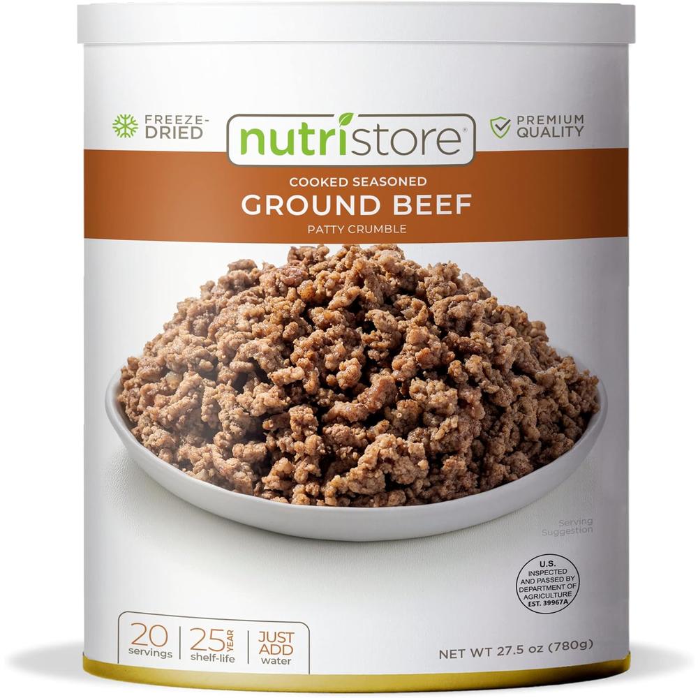 Nutristore Freeze-Dried Ground Beef | Emergency Survival Bulk Food Storage | Premium Quality Meat | Perfect for Lightweight Backpacking, C