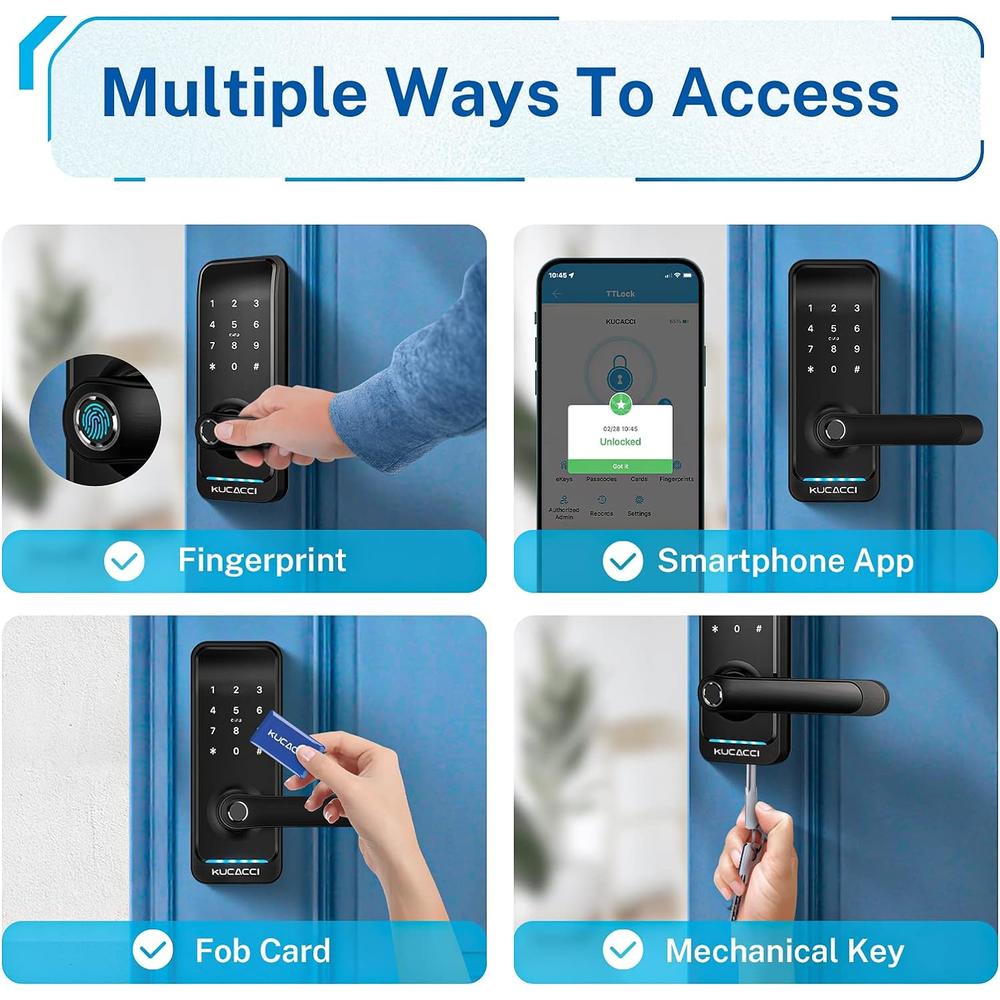 KUCACCI Smart Lock, Kucacci Fingerprint Smart Door Lock, Keyless Entry Door Locks with Keypad, Smart Locks for Front Door, Keypad Door