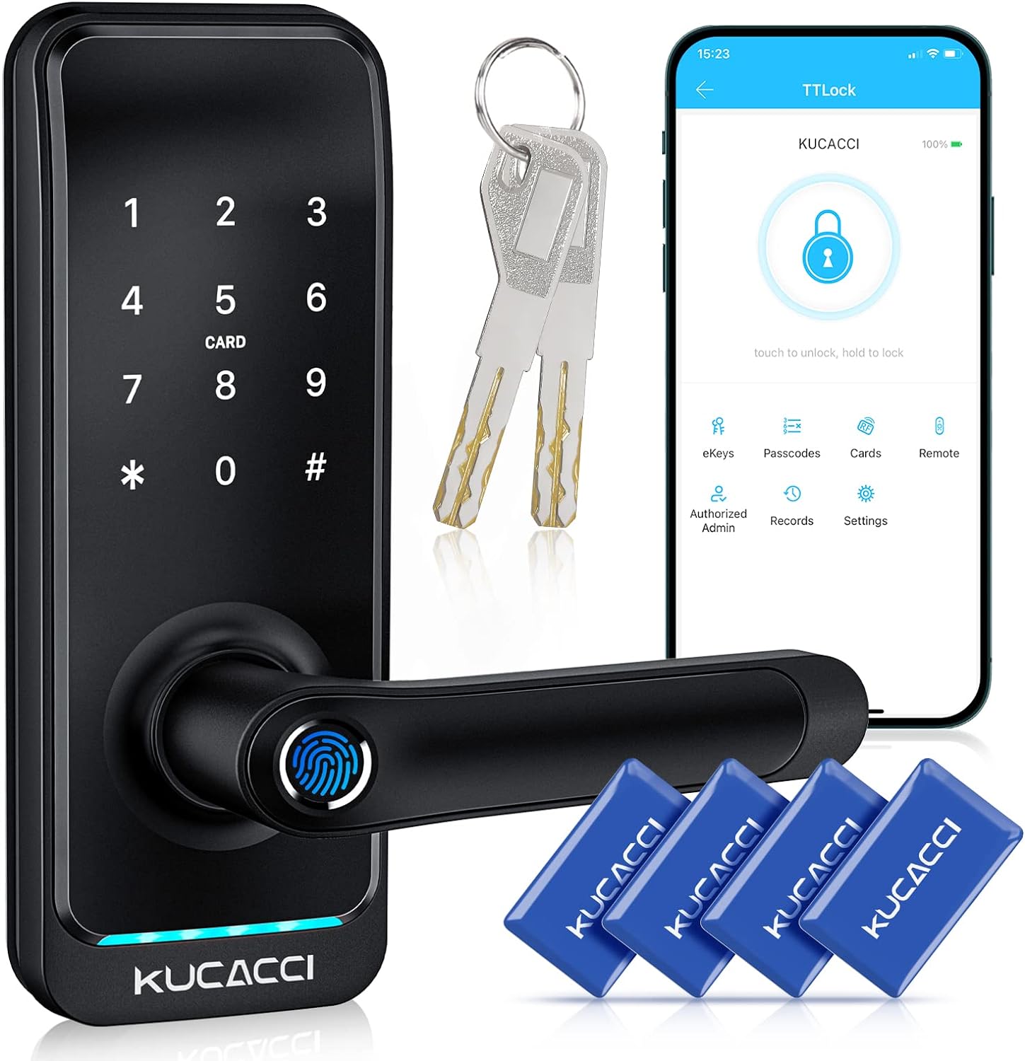 KUCACCI Smart Lock, Kucacci Fingerprint Smart Door Lock, Keyless Entry Door Locks with Keypad, Smart Locks for Front Door, Keypad Door