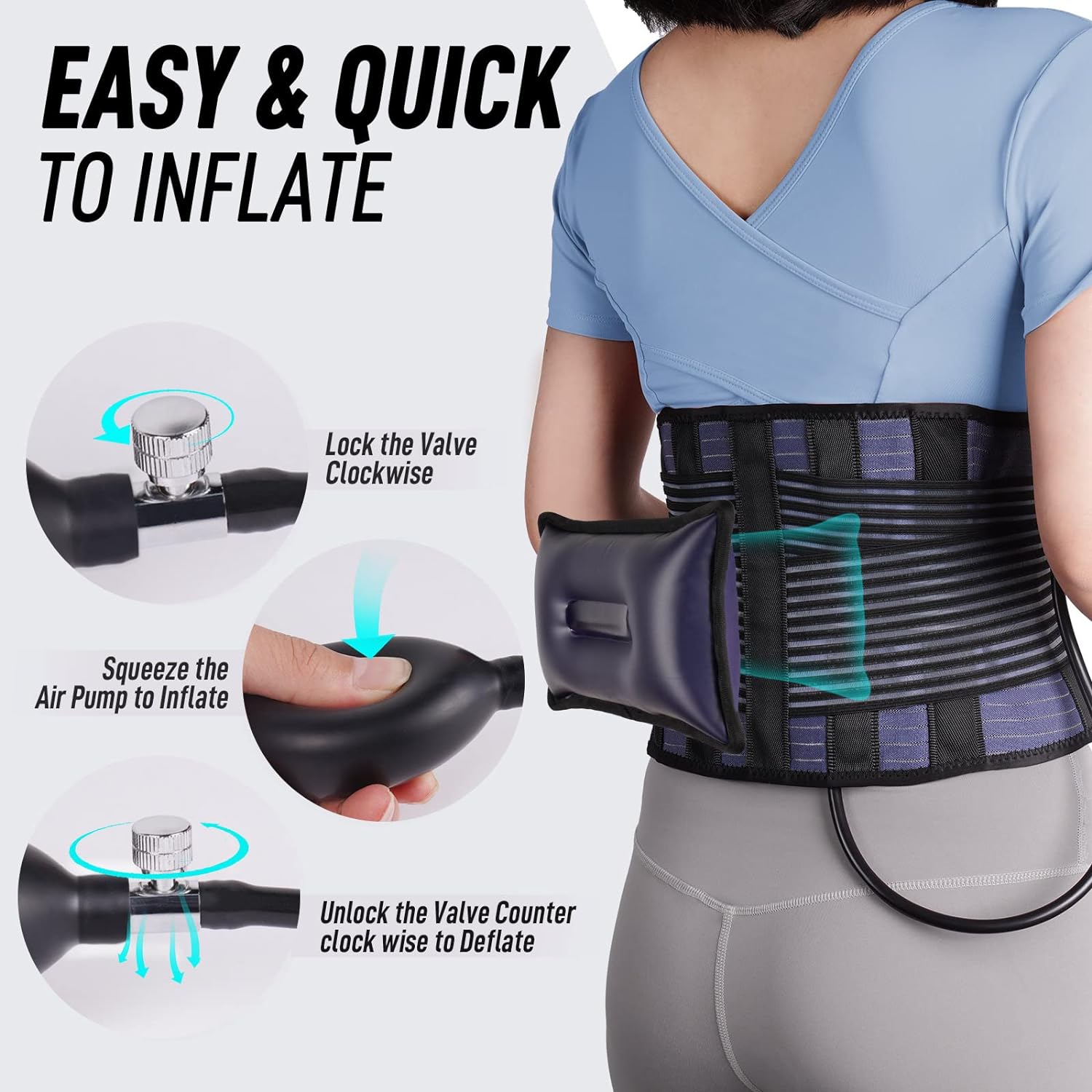Generic FEATOL Inflatable Back Brace for Women Men Lower Back Pain Relief, Back Support Belt for Work Heavy Lifting, Breathable Lightwe