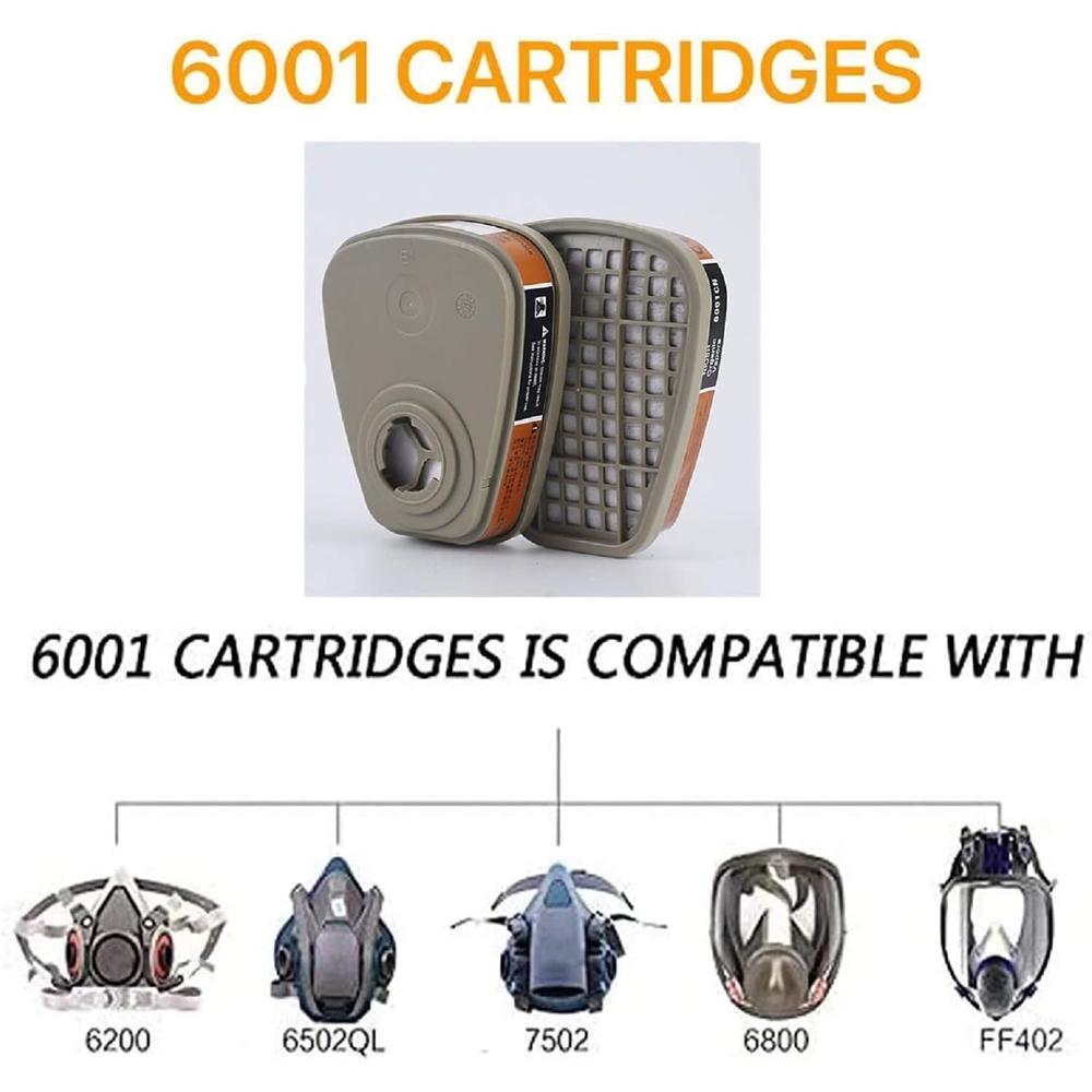 Generic ANUNU 6001 Filter Cartridges for Respirator, Dust Gas Organic Vapor Activated Carbon Cartridges Replacement Filters Set Compati