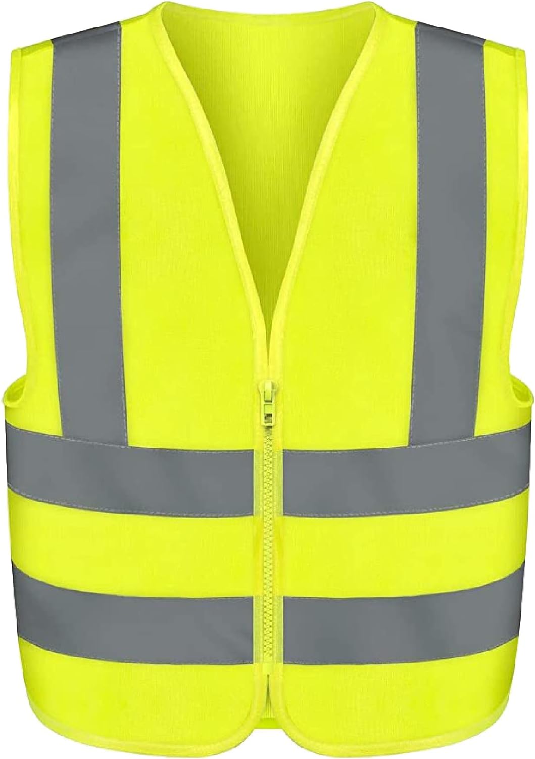 Generic NEIKO High Visibility Safety Vest with Reflective Strips | Neon Yellow Color | Zipper Front | High Visibility and Safety