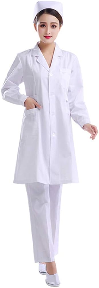 Generic KESYOO White Short Sleeve Uniform Beautician Nursing Coat Cotton Hospital Apparel Clothes V Neck Coat - Size S