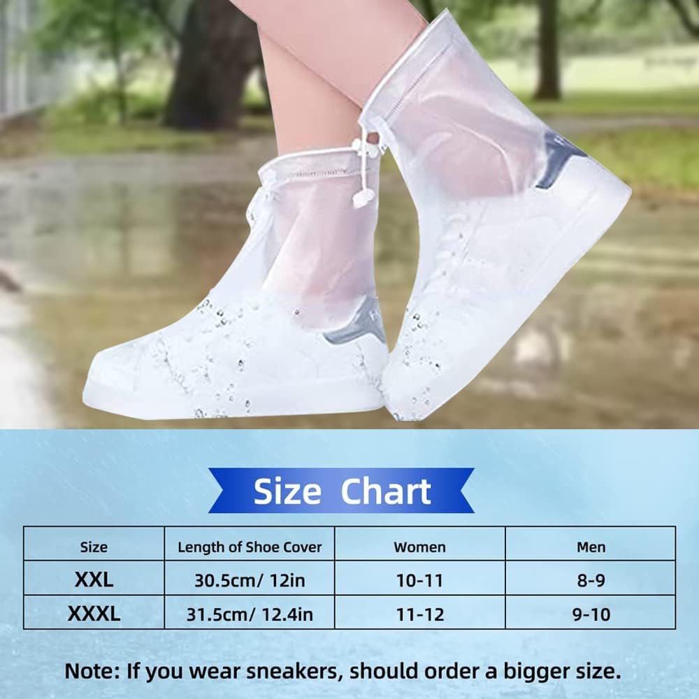 SMOOTHCLUE Rain Boot Waterproof Shoes Cover, Reusable Shoe Covers Women Men Non-slip PVC Rubber Sole Overshoes Protectors for Snow Outdoor