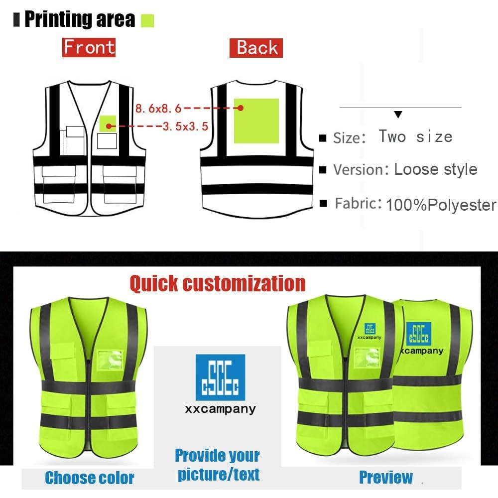 yoweshop High Visibility Safety Vest Custom Your Logo Protective Workwear 5 Pockets With Reflective Strips Outdoor Work Vest (Black (M))