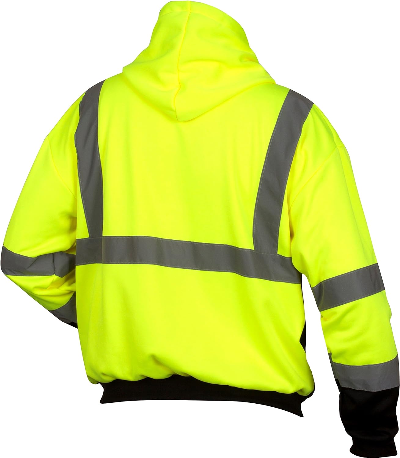 Pyramex Safety RSZH3210XL RSZH32 Series Sweatshirts Hi-Vis Lime Zipper Sweatshirt with Black Bottom- Size Extra Large, Green