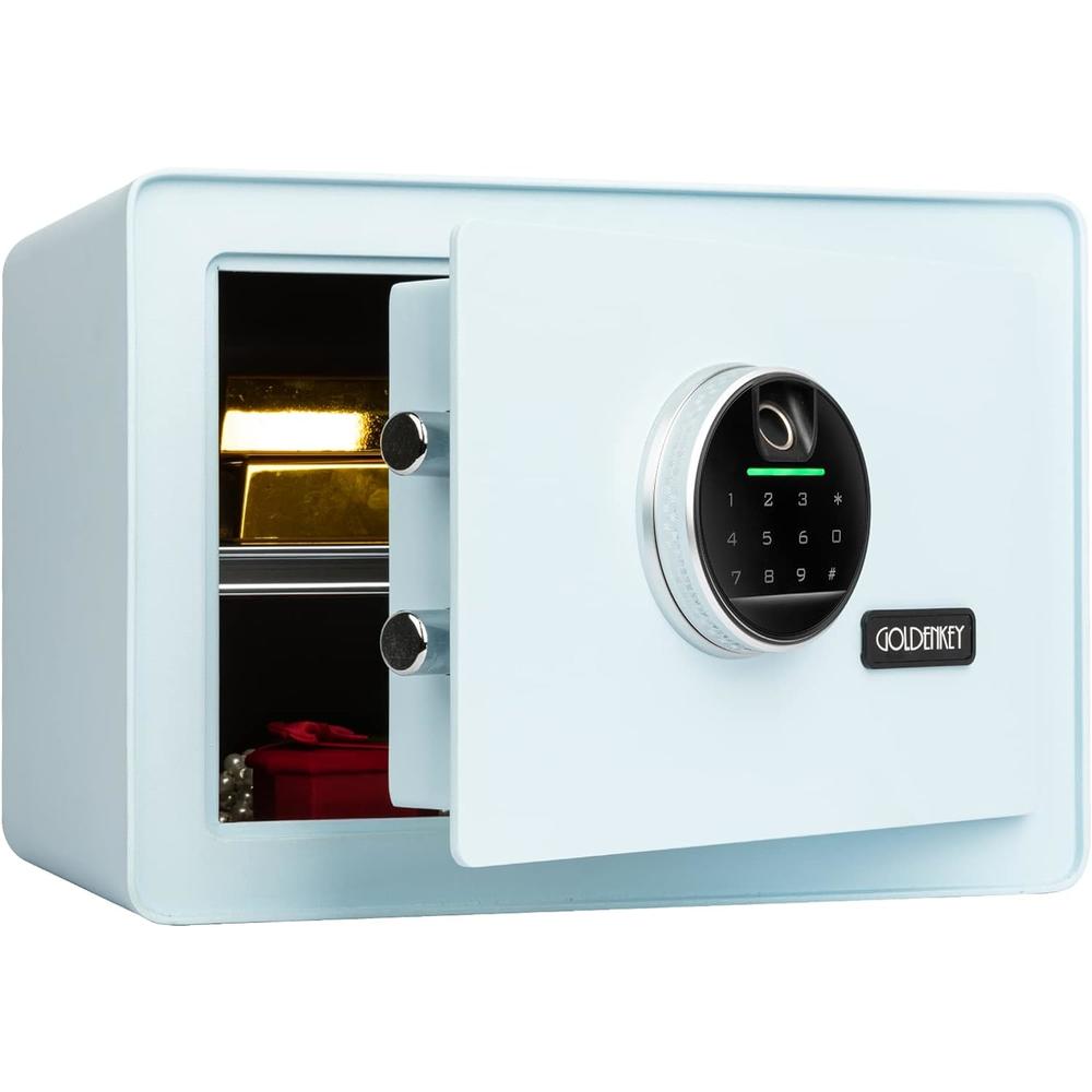 GOLDENKEY Digital Security Safe&#194;&#160;and Lock Box,Small Safe box for Money, Fingerprint Lock,Perfect for Home Office Hotel