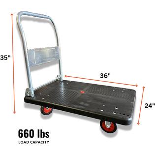 Pozbee DLLY001 Foldable Dolly Cart 660 lbs Load Capacity, Heavy Duty Moving  Platform Truck, Metal Hand Truck, Push Cart