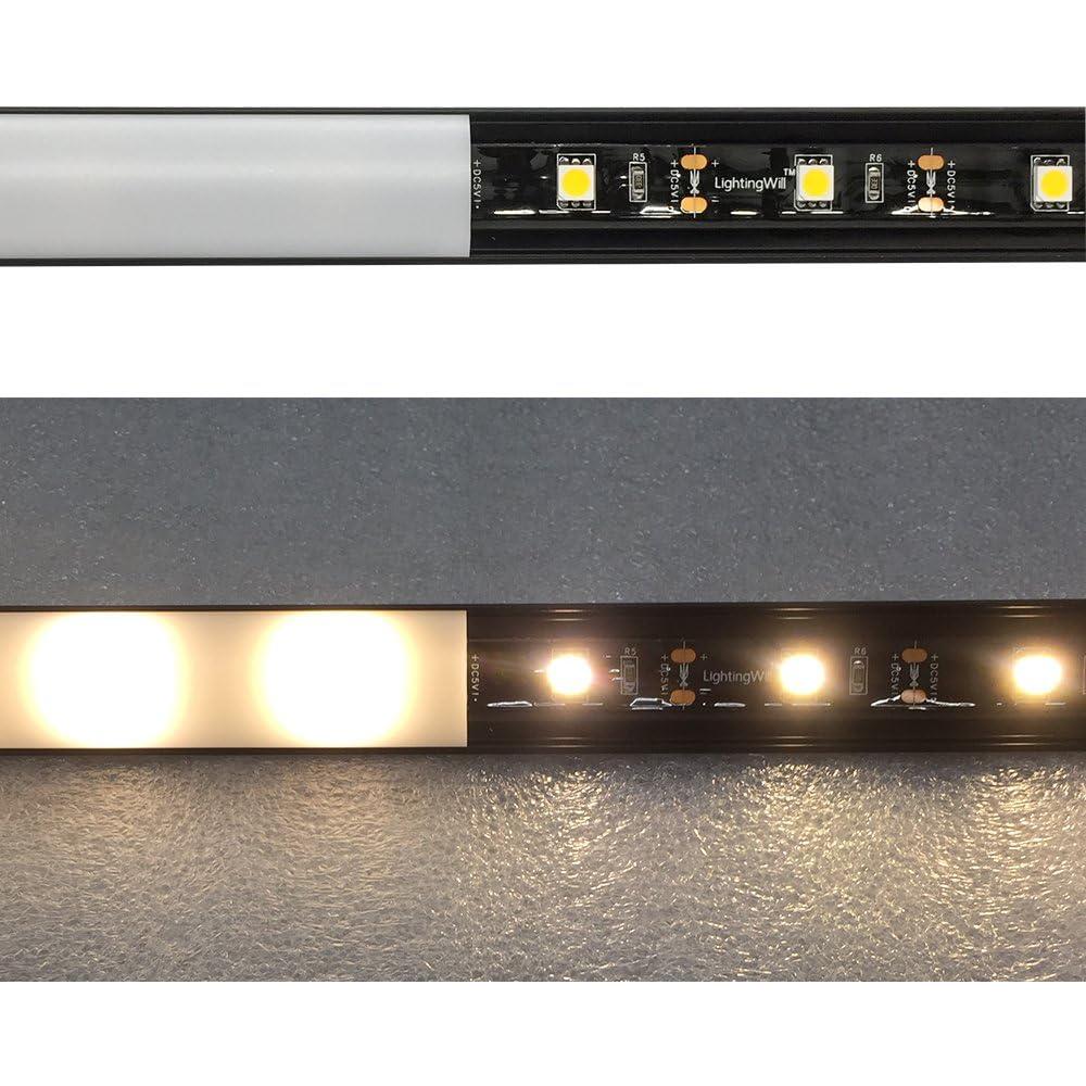 LightingWill 5-Pack V-Shape LED Aluminum Channel System 3.3ft/1M Anodized Black Corner Mount Extrusion for 