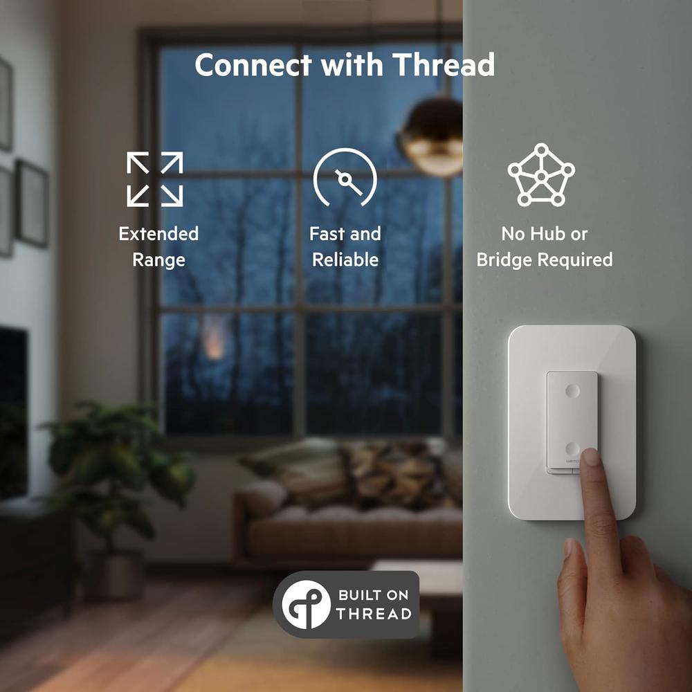 Generic WEMO Thread Dimmer Light Switch, Compatible with Apple HomeKit for Smart Home Automation, Neutral Wire, Hub, and Bridge Not Req