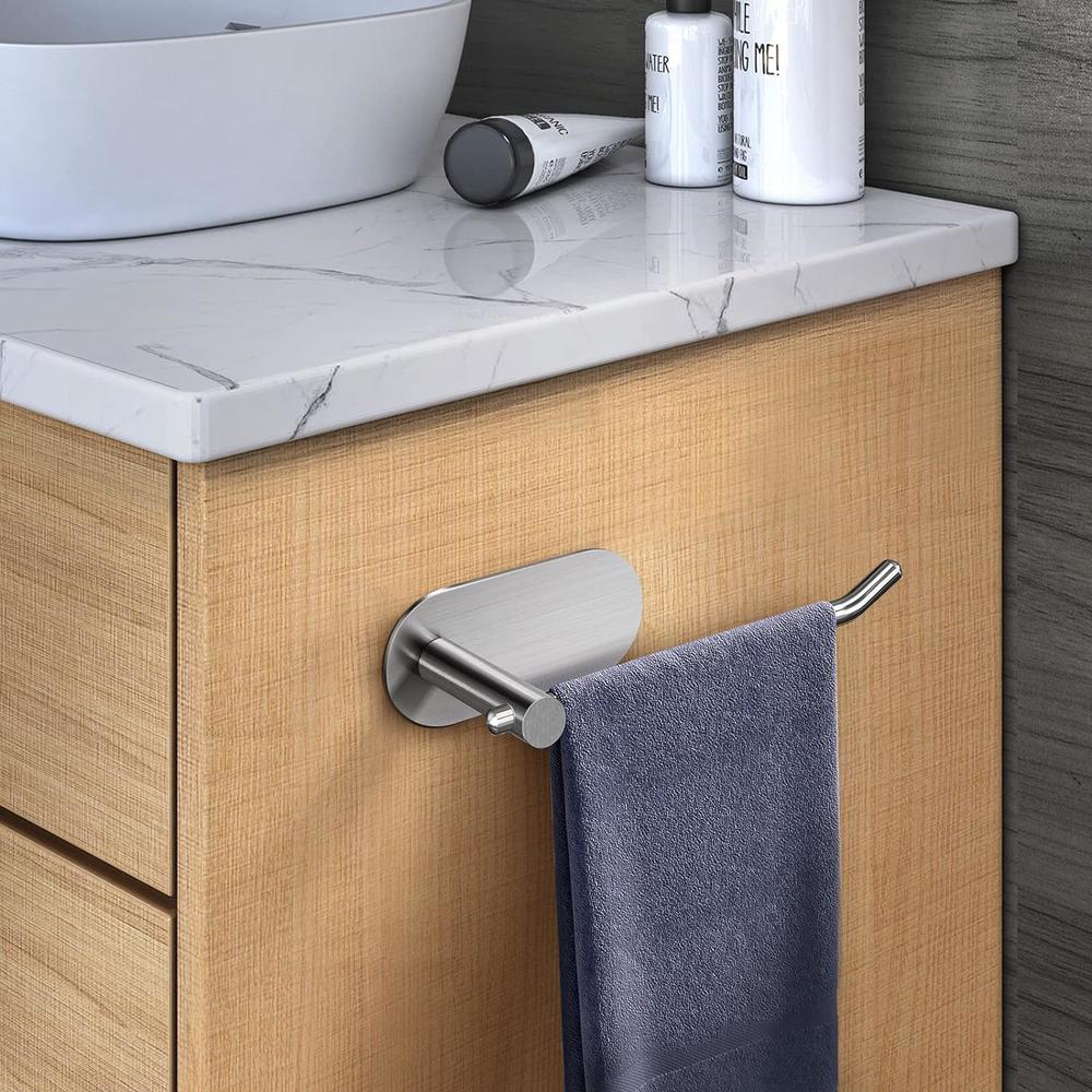 VAEHOLD Self Adhesive Hand Towel Holder for Bathroom, Silver Towel Rack  Towel Ring Hanger Towel for Kitchen No Drilling - SUS 304 Stain