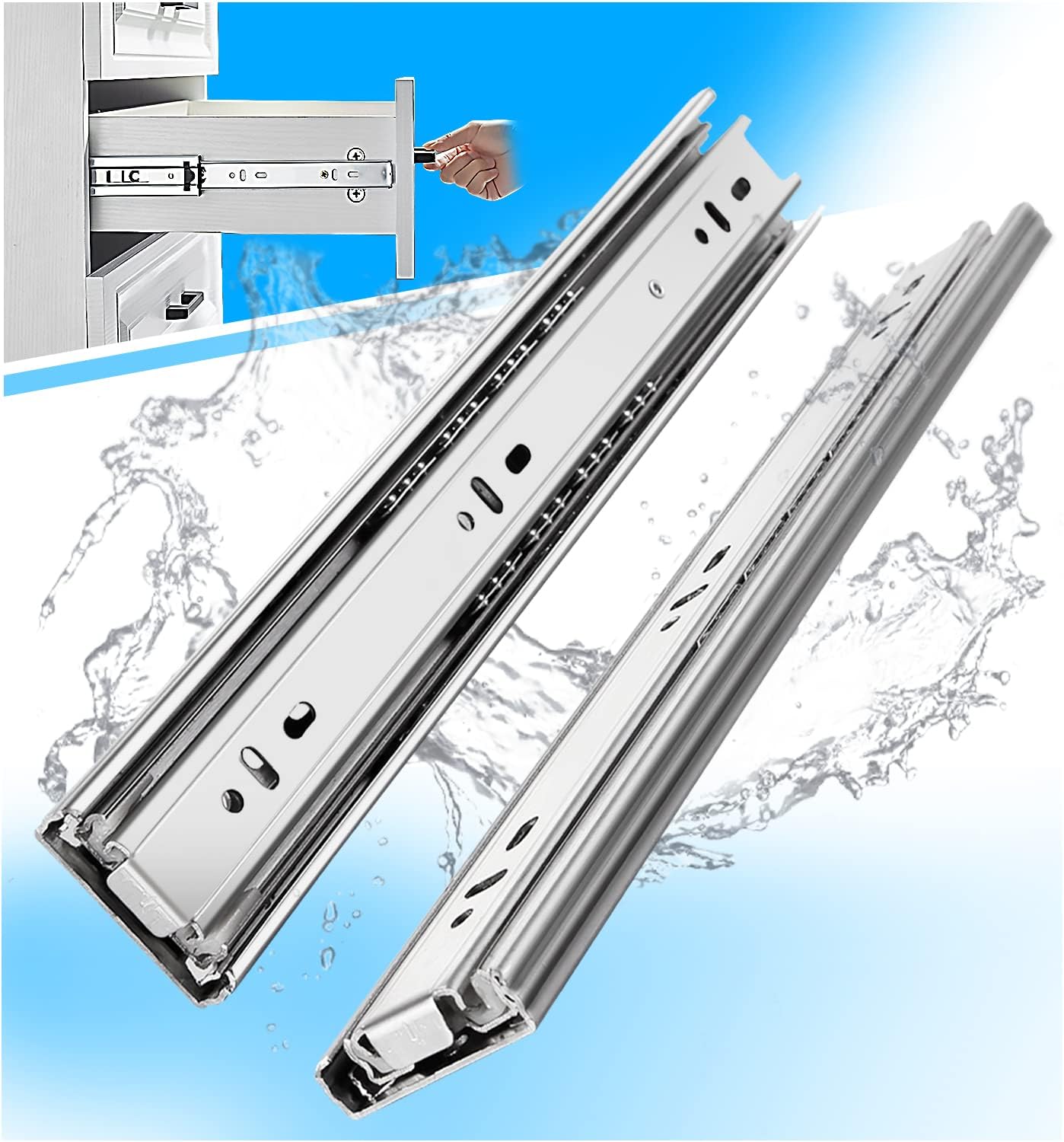 Foshan yenuo Hardware Co., Ltd YENUO Stainless Steel Full Extension Drawer Slides Side Mount 10 12 14 16 18 20 22 24 Inch Ball Bearing Metal Rails Track Guide