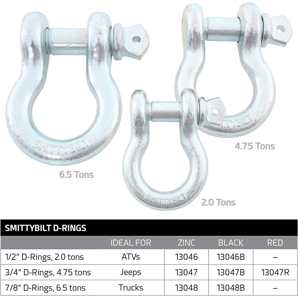 Smittybilt 7/8 D-Ring Shackle (Zinc Coated) - 13048"