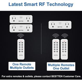 Bestten Wireless Remote Control Outlet Combo Kit (2 Wall Outlets+1
