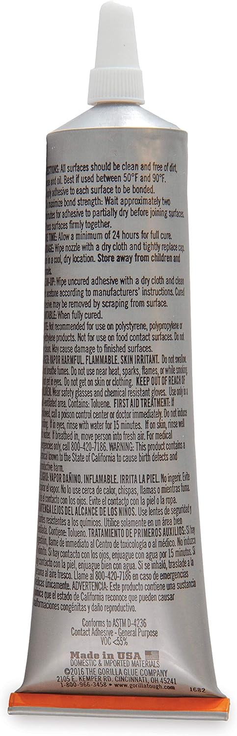 Gorilla Glue Gorilla Clear Grip Contact Adhesive, Waterproof, 3 ounce, Clear,  (Pack of 3)